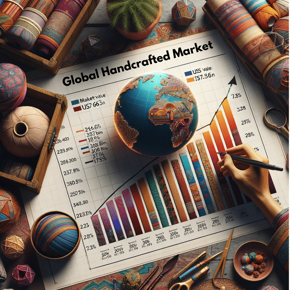 Infographic of global handcrafted market trends and statistics.