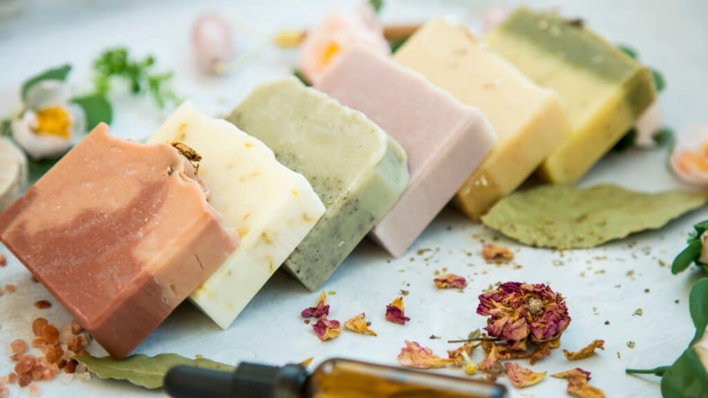 Artisanal handmade soaps with natural ingredients.